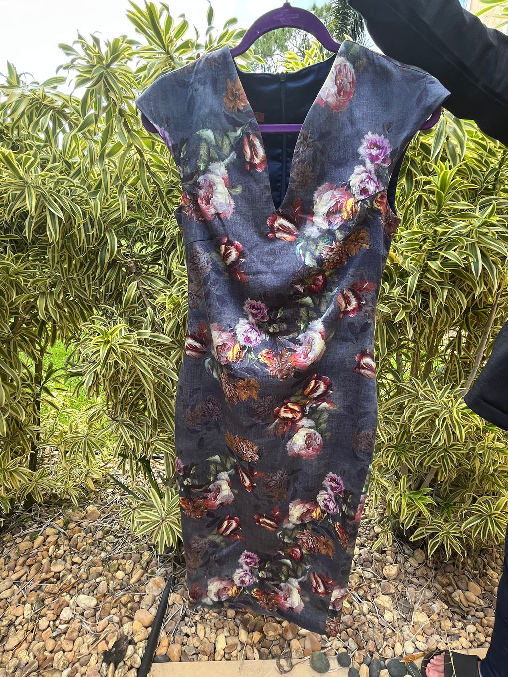 Printed denim floral dress