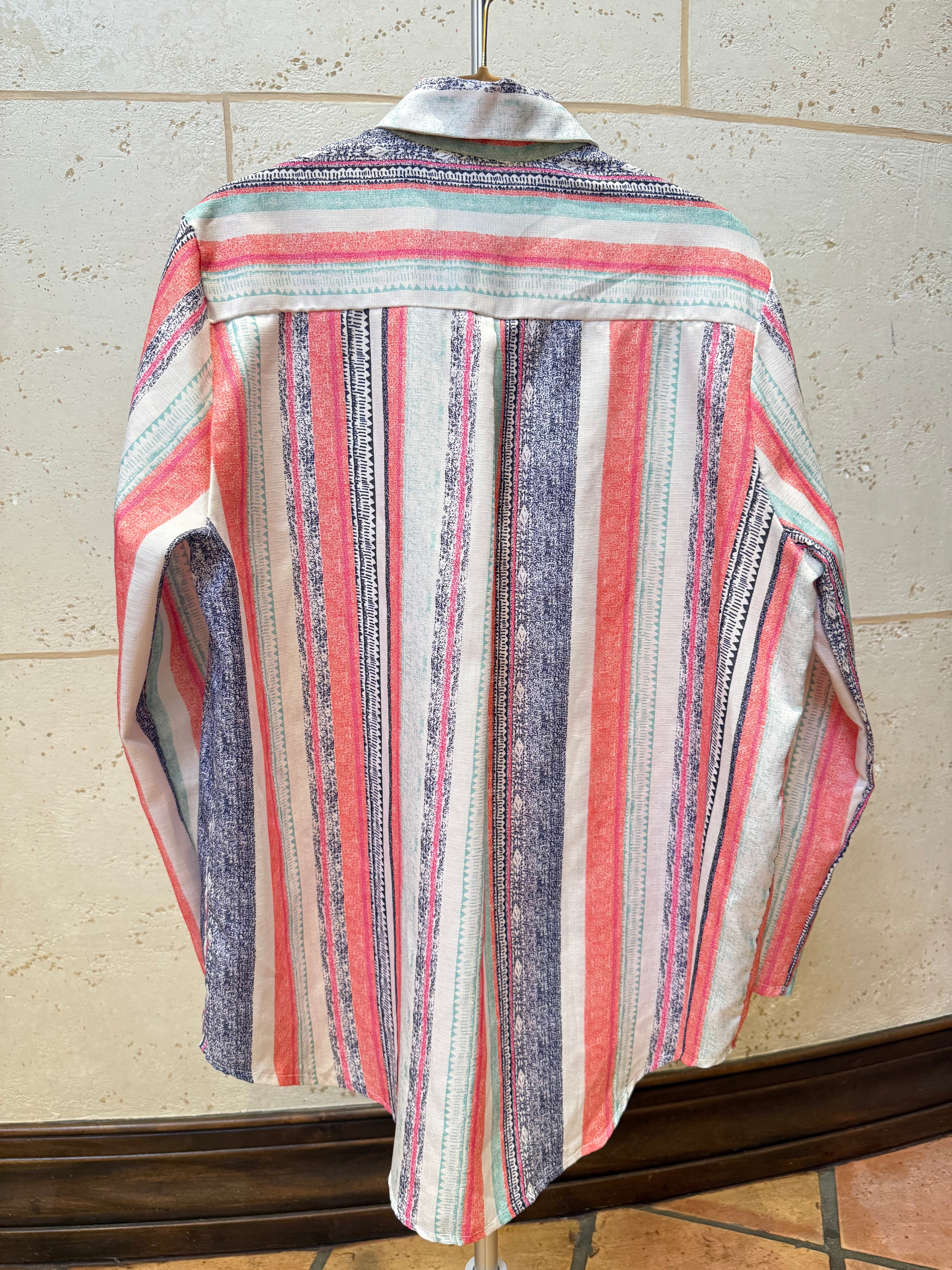80s-style stripped button down