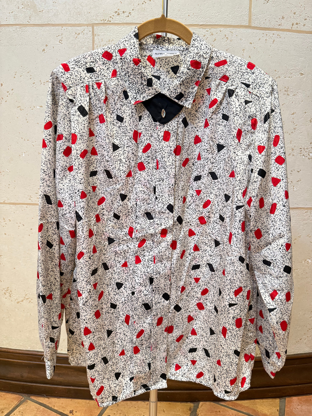 Vintage 80s ALFRED DUNNER black, white and red button down