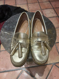 COACH Haydee Gold Leather Tassel Loafers