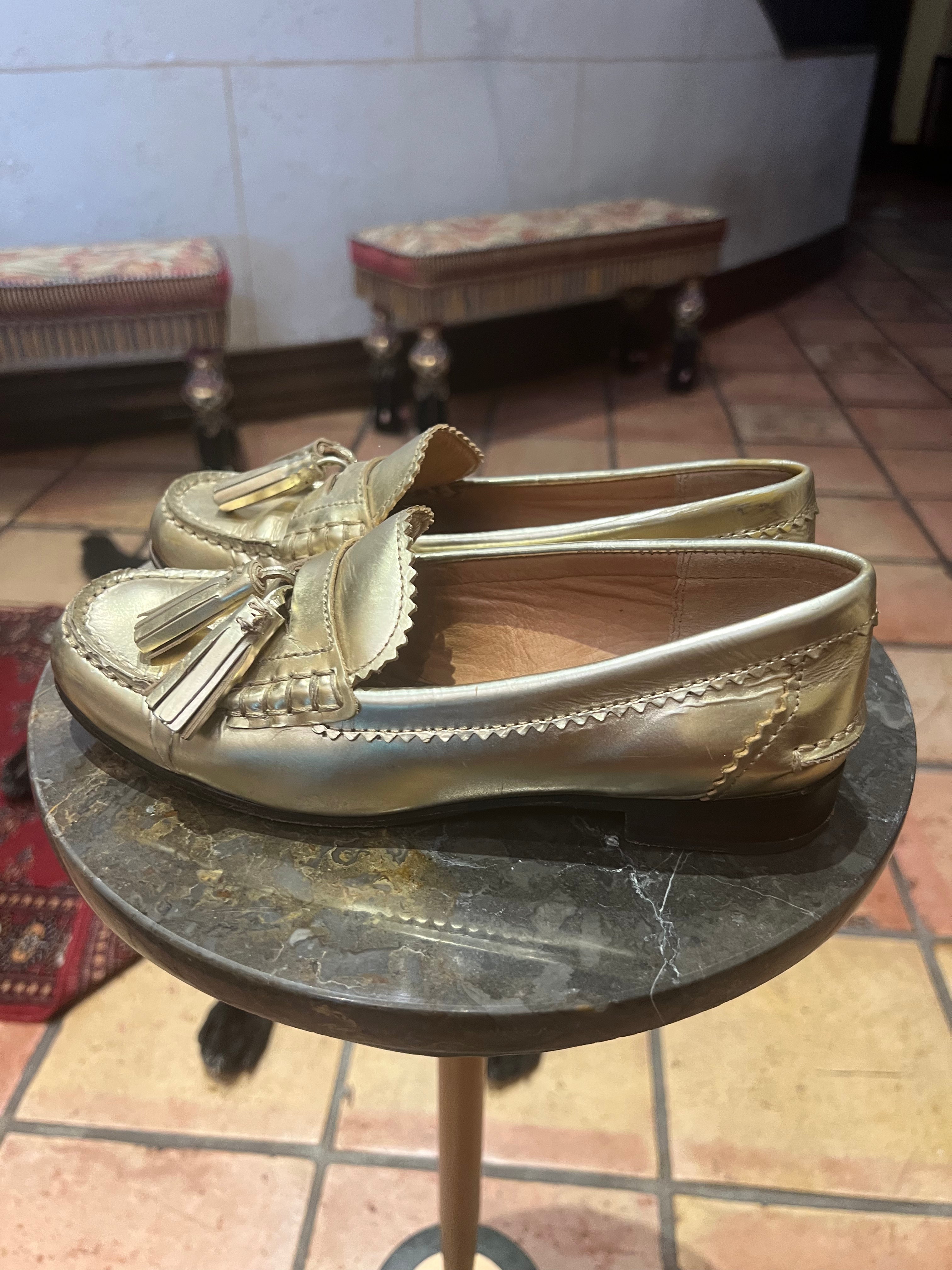 COACH Haydee Gold Leather Tassel Loafers