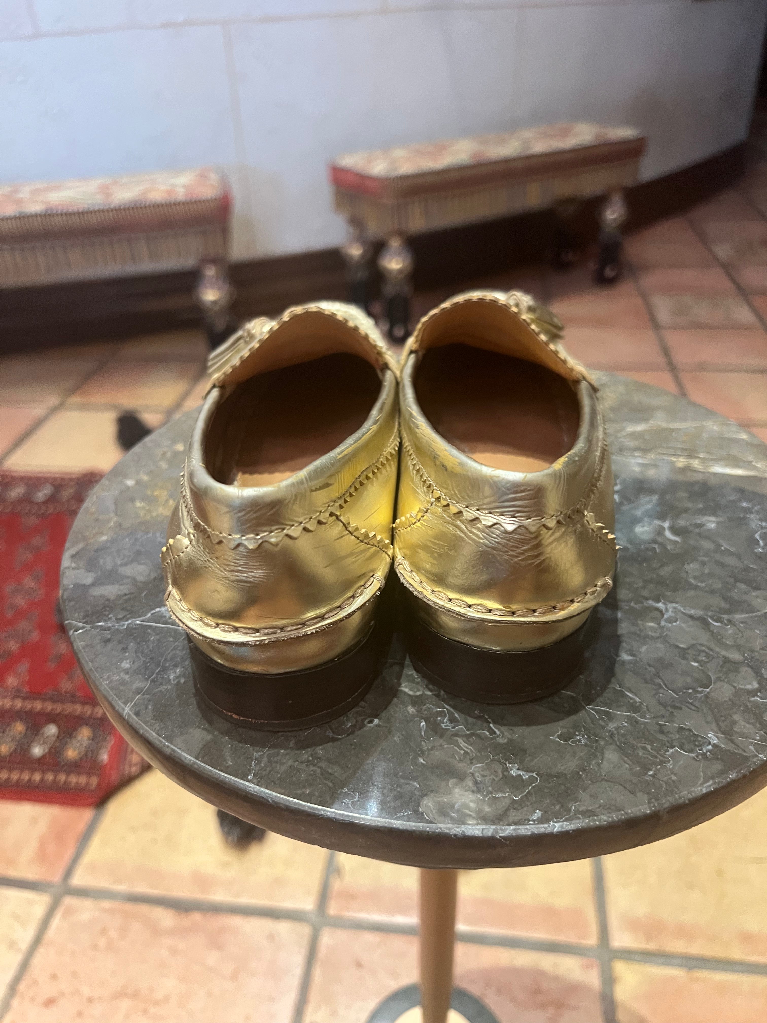 COACH Haydee Gold Leather Tassel Loafers