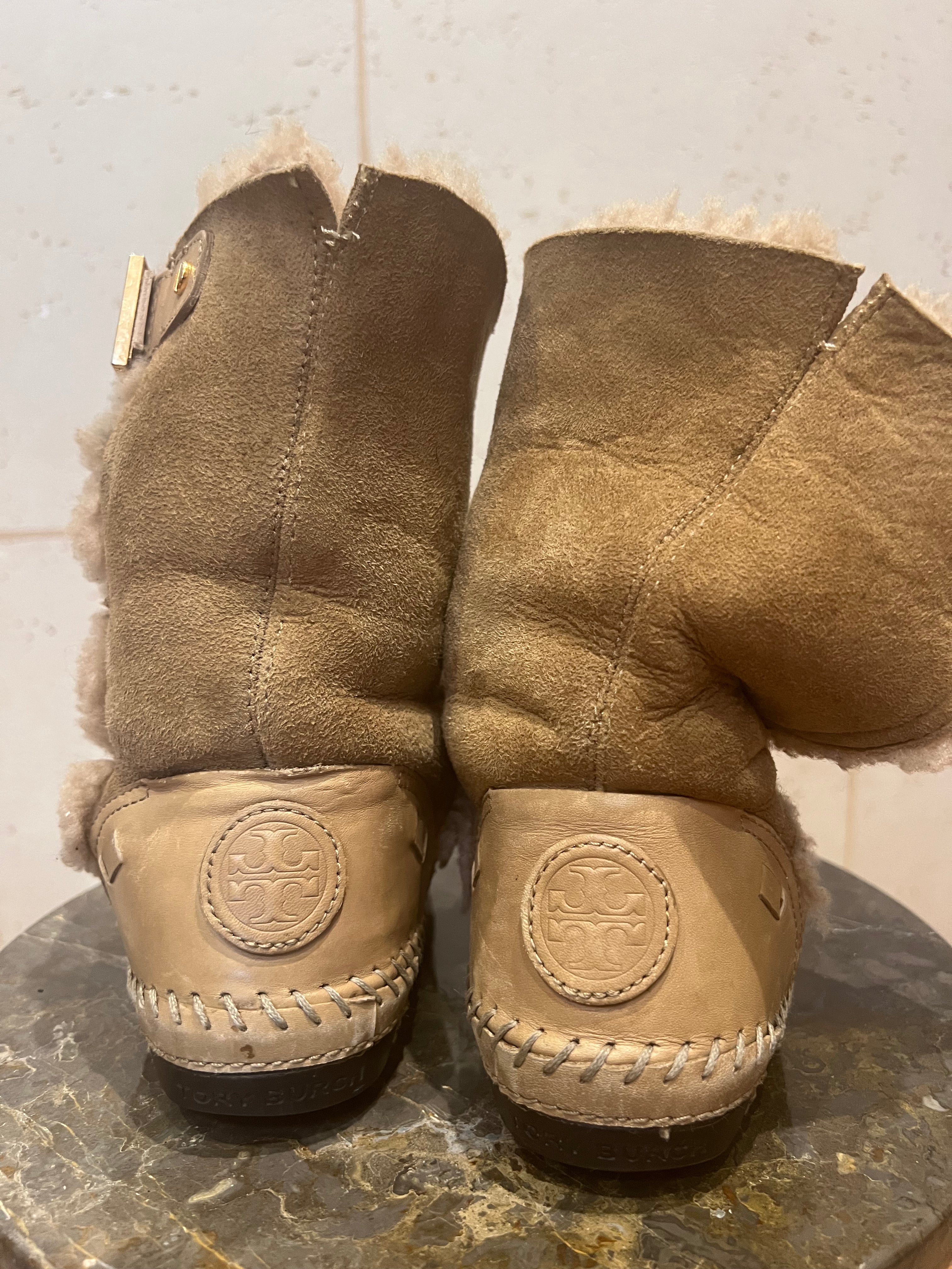 TORY BURCH Sherpa-Lined Suede Boots