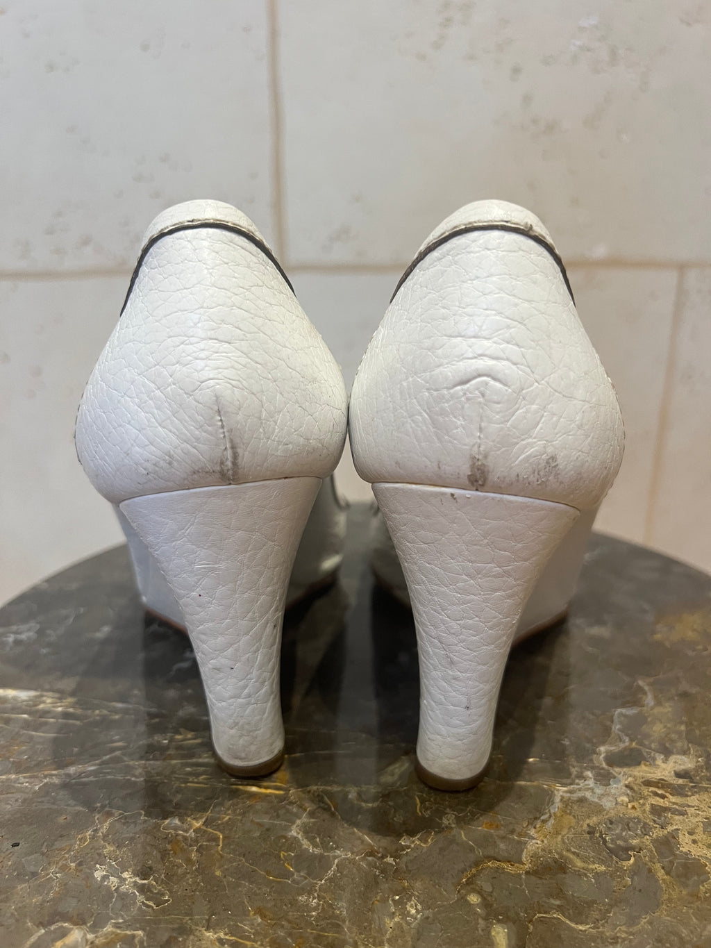 DOLCE & GABBANA White Wedge Pumps