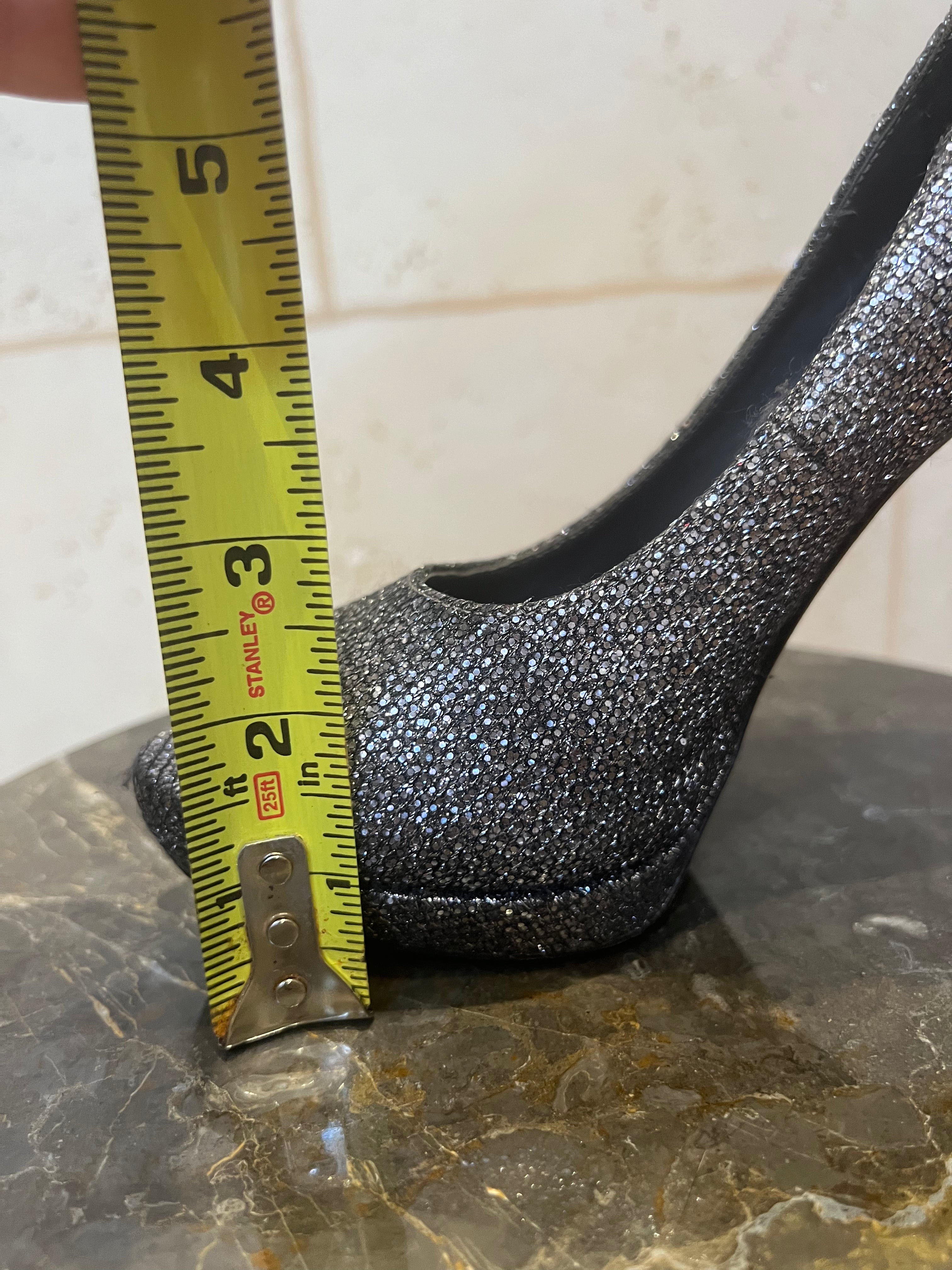 VERA WANG Selima Silver Gunmetal Metallic Peep Toe Platform Heel