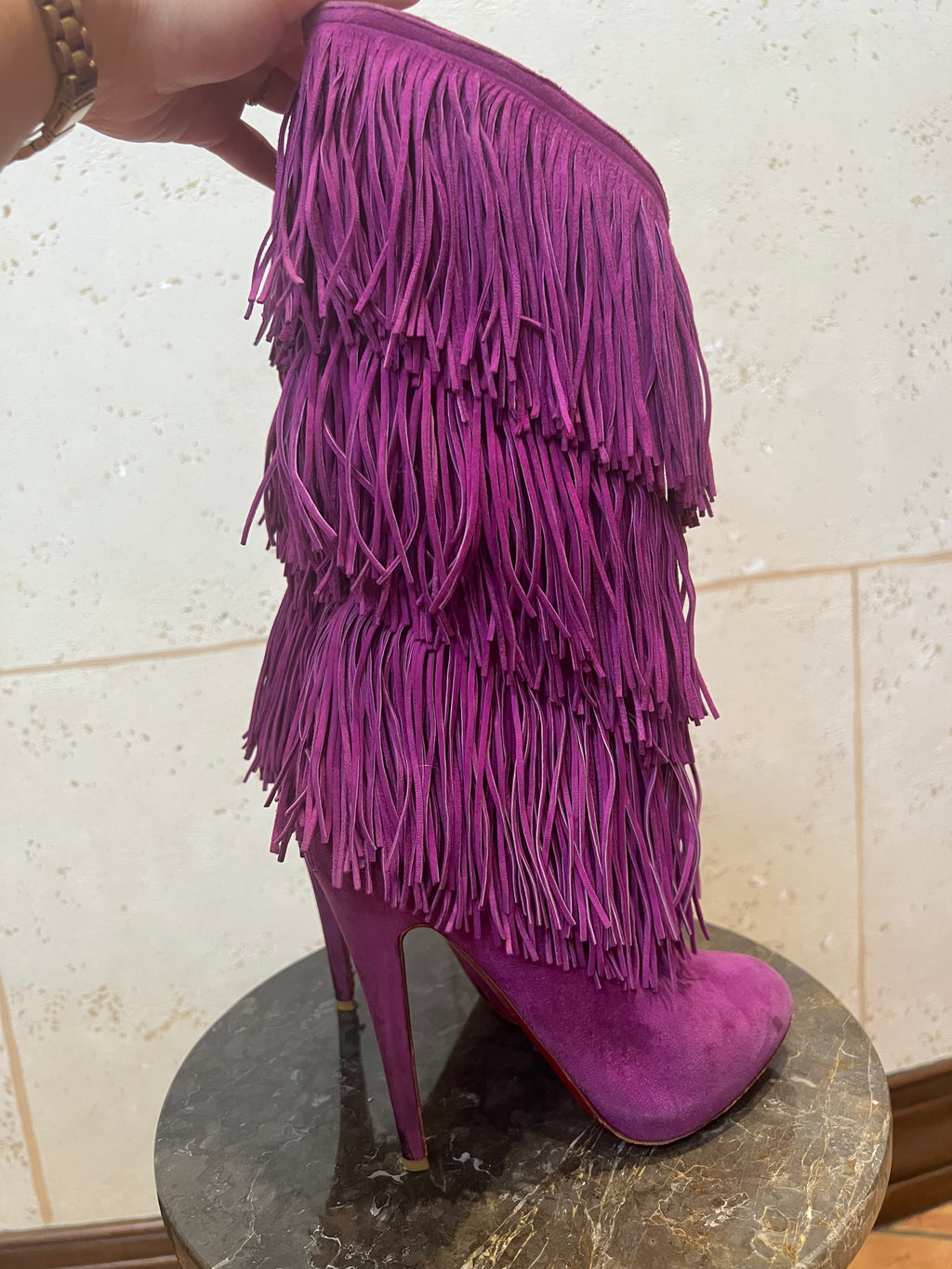 CHRISTIAN LOUBOUTIN Forever Tina Fringe Boots