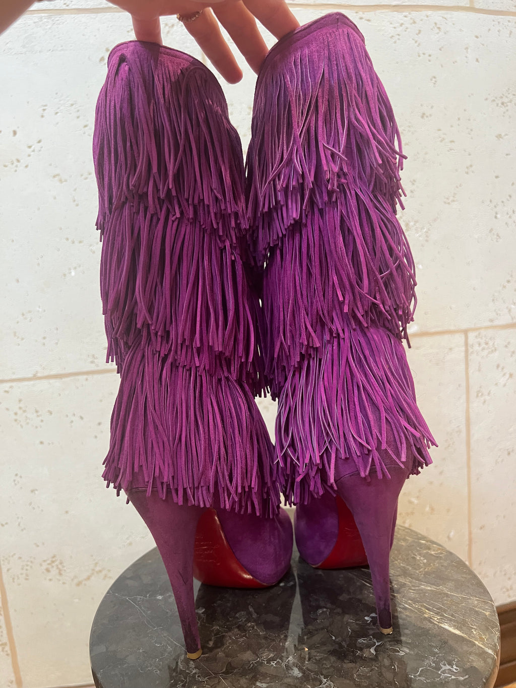 CHRISTIAN LOUBOUTIN Forever Tina Fringe Boots