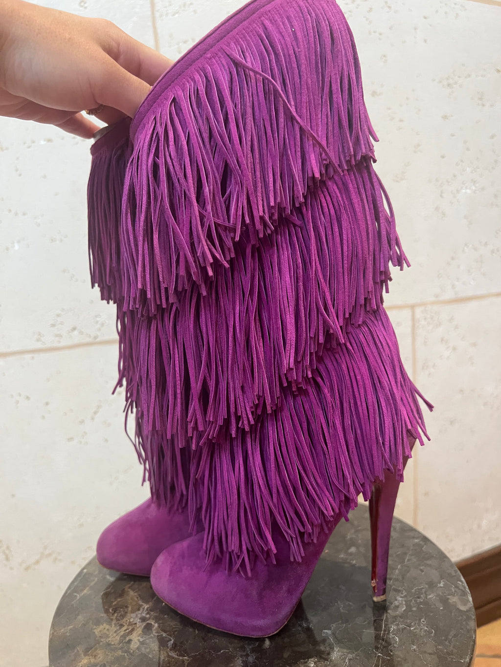 CHRISTIAN LOUBOUTIN Forever Tina Fringe Boots