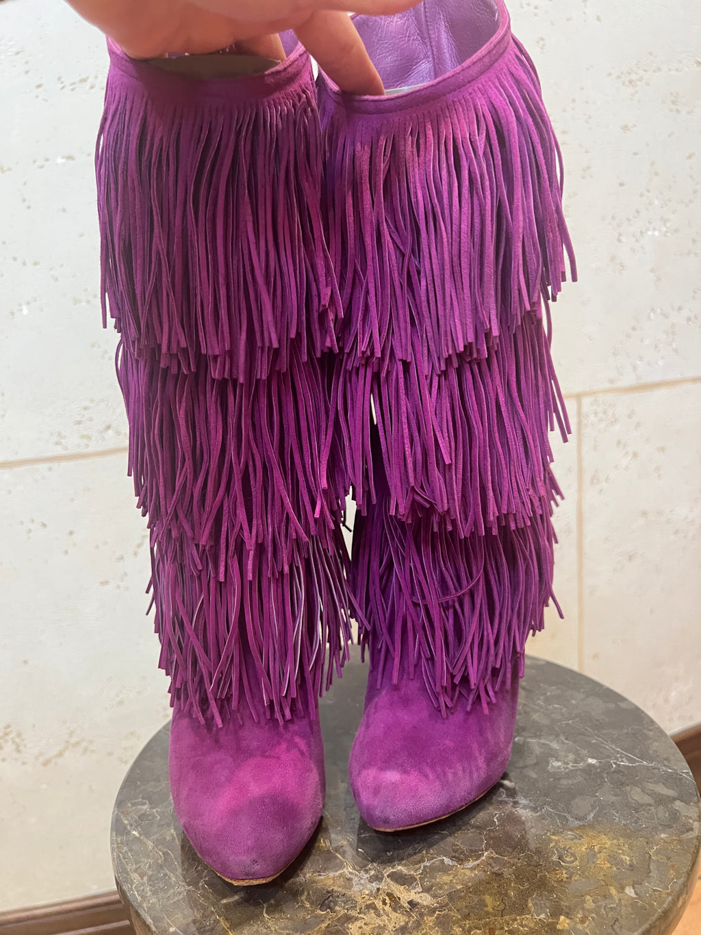 CHRISTIAN LOUBOUTIN Forever Tina Fringe Boots