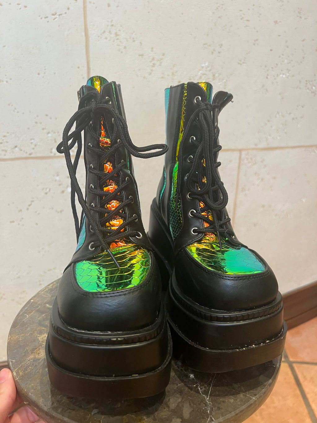 CAPE ROBBIN Radio Holographic Platform Ankle Boot