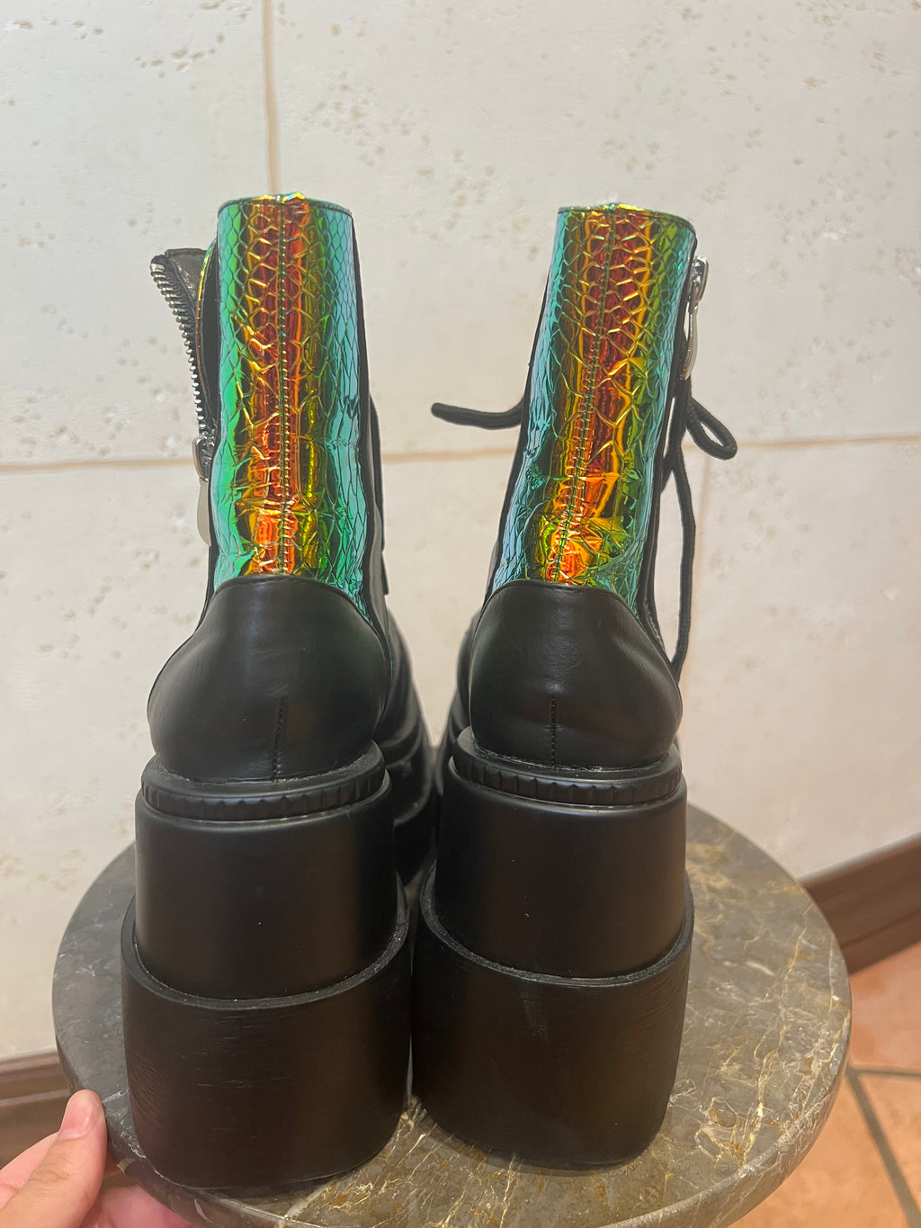 CAPE ROBBIN Radio Holographic Platform Ankle Boot
