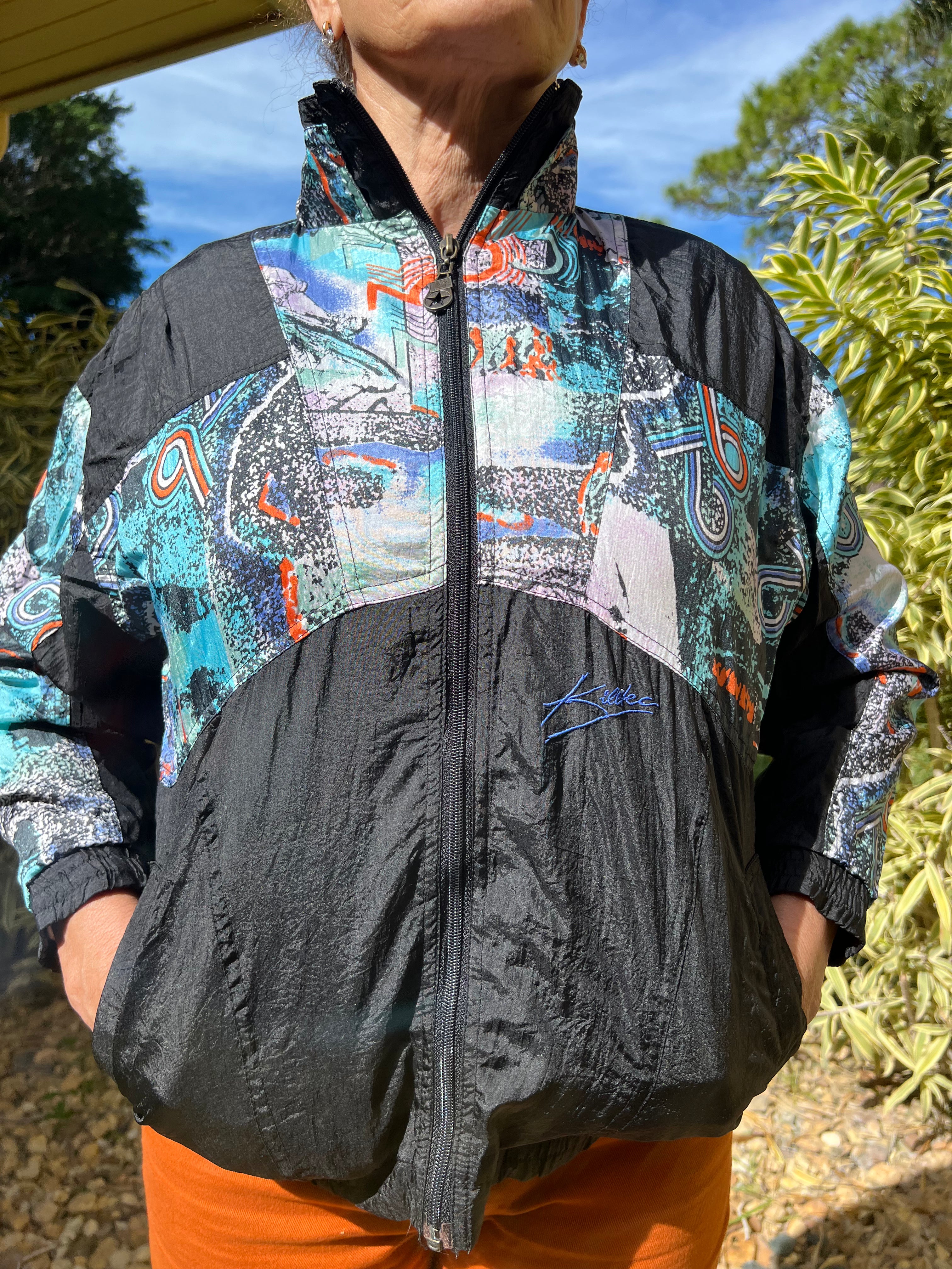 Black & Teal Windbreaker