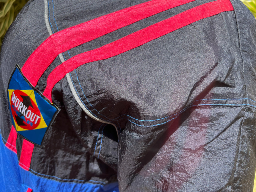 black and blue zip up trackie