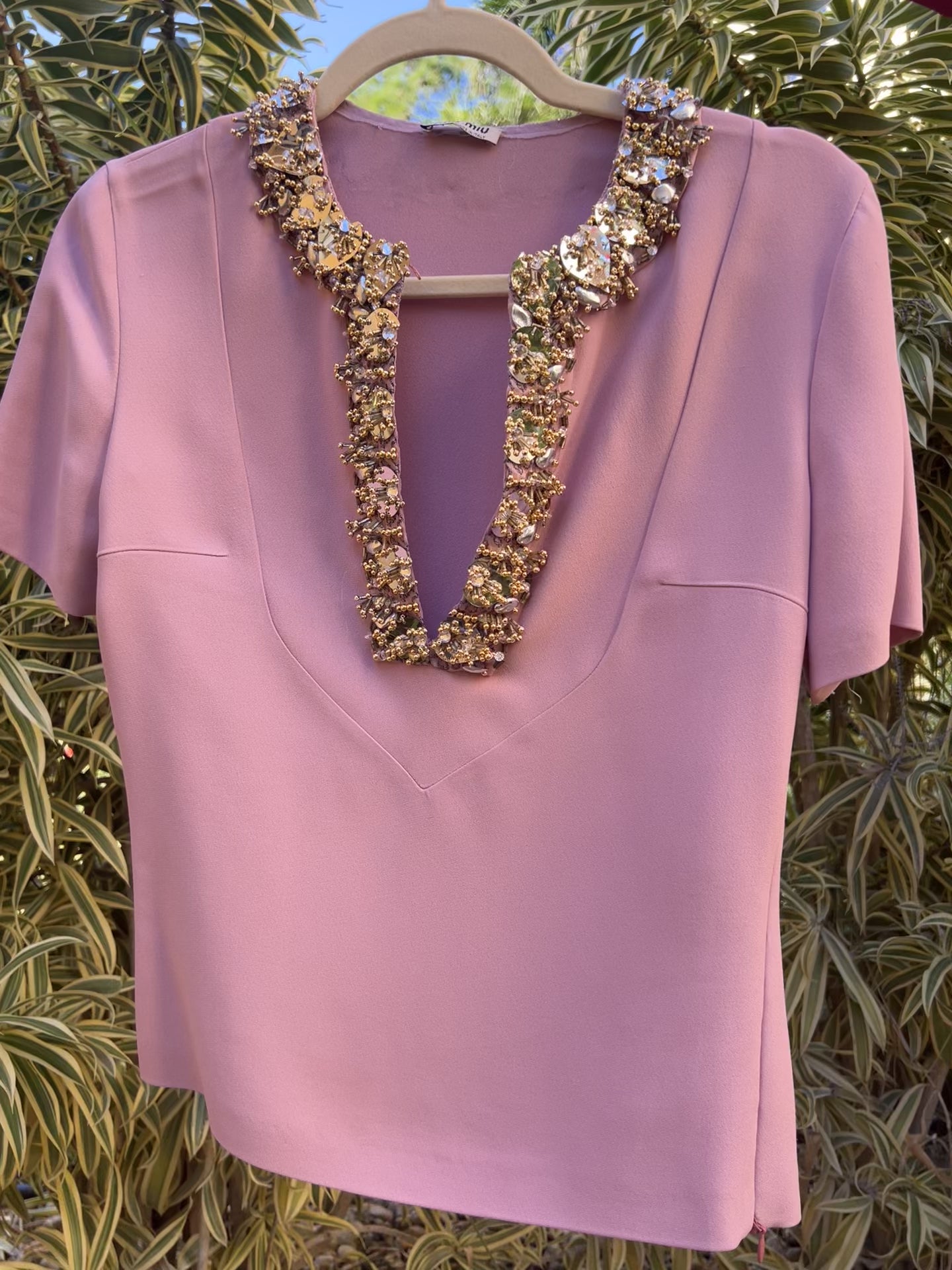 MIU MIU embellished short sleeve top