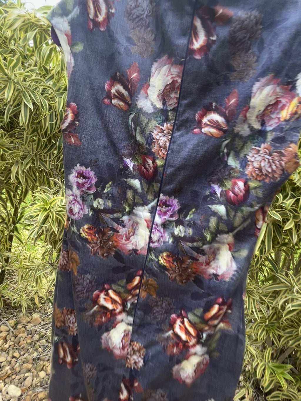 Printed denim floral dress